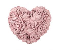 JWH 3D-Rosenblüten-Akzent-Kissen für den Tag, dekoratives Kissen in Herzform, für Zuhause, Couch Bett, Wohnzimmer, Stuhl, Auto, Dekoration, Ehefrau, Freundin, Geschenk, 33 x 40,6 cm Art Deco 13 x 16 Inch - Pillow Insert Included B2 - Rotgold