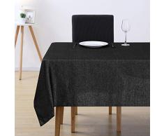Deconovo Tischdecke aus recycelter Baumwolle für Esszimmer, Polyester-Mischgewebe, Schwarz, 60W x 60L Inch