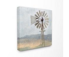 Die Stupell Home Decor Kollektion Neutral Windmühle Breeze Bauernhof Malerei Gespannte Leinwand Art Wand, MDF, Mehrfarbig, 30 x 1,5 x 30