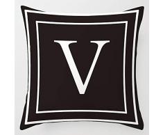 INSHERE Kissenbezug, Schwarz oder Dunkelblau, englisches Alphabet, Kissenbezug, modern, quadratisch, Dekoration für Sofa, Bett, Stuhl, Auto, 45,7 x 45,7 cm Schwarz V