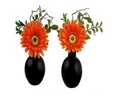 Red Vanilla OF064-100 Phalaenopsis Tafelaufsatz mit weißer Orchidee, schwarzer Boden Gerbera, Pfirsich 6.75 x 5 Schwarzer Glasboden