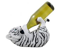 Trinken weiß Tiger Cub Weinflaschenhalter Skulptur in afrikanischen Jungle Safari Decor und dekorative Bar oder Tischplatte Weinregalen & steht als Skurrile Geschenke für Wild Tierliebhaber