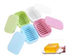 PUTING Kunststoff Seifenhalter Container Seife Saver Box Case für Badezimmer Dusche Home Outdoor Travel Set of 4 Bunt