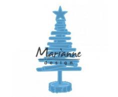 Marianne Design Creatables Tinys Weihnachtsbaum Holz, Metall, Blau, 13 x 9.5 x 0.5 cm