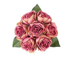 Louiesya Künstliche Blumen Blumenstrauß Seide Rosen 7 Blüten Köpfe Fake Blumen Brautstrauß Hochzeit Blumenstrauß für Haus Garten Party Blumengestecke Blumengestecke Tischdekoration Küche Party Deko DIY rose
