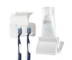 Beautyflier Zahnbürstenhalter für Zahnpasta, Multifunktions-Aufsatz-Organizer für Kamm, Rasierer, elektrische Zahnbürste, Reinigungsmittel Holder+Toothpaste Squeezer Set