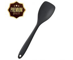 4 m Stern Küche Kochen Tools Silikon Löffel Premium Silikon Pfannenwender mit hygienisch Massiv Beschichtung – 680ºf hitzebeständig Spatel (Schwarz)