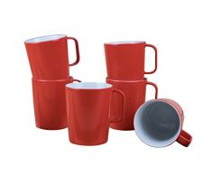 Porzellan Granvogl Tassen Set, Porzellan, Außen Rot, 8.2 x 8.2 x 9.9 cm, 24-Einheiten