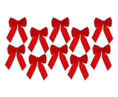 Celebrate A Holiday Weihnachtskranz-Schleife, Samt, Rot, 10 Stück, Maße 22,9 x 40,6 cm (B x L) – ideal für Weihnachtsgirlande, große Geschenke, Partys und mehr, für drinnen und draußen
