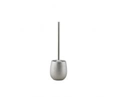 axentia WC Garnitur Chicago aus Steingut Silber verchromt - Toilettenbürste mit Halter Stehend - Chrom Bürstengarnitur Ohne Bohren - WC Bürste und Behälter