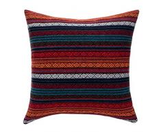 MKLFBT Dekorativer Überwurf Kissenbezug Bohemian Retro Streifen Kissenbezug 45,7 x 45,7 cm Kissenbezug passend für Café Couch Wohnzimmer Sofa Bett Zimmer Haus und Garten 1 Piece 18x18 Colorful a One Piece