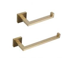 GERZ Badetuchhalter SUS 304 Edelstahl Badetuchstange matt schwarz modern quadratisch Wandhalter Towel Ring schwarz