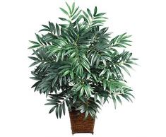 Nearly Natural Fast 6556 Bambus Palm mit Weidenkorb Natur Deko Silk Pflanze, Grün