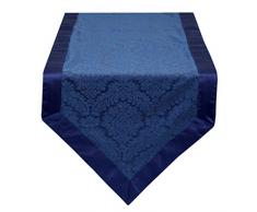 Tisch Läufer perfekt für kleine Tisch, runder Tisch, Seite, Ecke & Center Tisch – Durch die weiße Blütenblätter, Polyester-Mischgewebe, Blue V-End Border, 14x120 inch