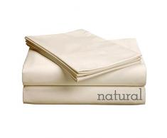 CozyFit Zertifiziert Bio 100% Baumwolle Super Low Profil Bettlaken-Set für 15,2 cm – 22,9 cm Matratze King Natur