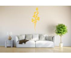 INDIGOS Wandtattoo/Wandsticker-d198 schöner Blumenstrauß Ranke Blüten Pflanze Tribal 80x26 cm- Gold, Vinyl, 80 x 26 x 1 cm