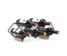 KINGRACK Weinregal, für 5 Flaschen, mit stilvollem Design, perfekt für Zuhause, Bar, Weinkeller, Keller, Schrank, Speisekammer, 1 Stück, Holz und Metall (Kupfer)