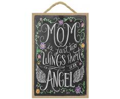 (sjt14853) Mom ist nur zwei Flügel kurz Ein Engel 17,8 x 26,7 cm Holz Schild mit der Kreide auf Lily & Val