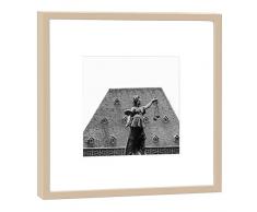 COGNOSCO RH-27-B100 Fotografie im Holzrahmen: Alte Nikolaikirche mit Justitia am Römerberg Frankfurt-Fotodruck-Format 27 x 27 cm-Rahmenfarbe beige-Hochwertiges Wandbild, Holz, Schwarz-Weiß, Rahmen