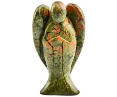 rockcloud Schutzengel mit Kristallsteinen, geschnitzt, 7,6 cm 3 Unakite