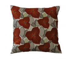 AM Home Federfüllung Bestickt Poppy Dekoratives Kissen, Baumwolle, Natur/rost, Queen