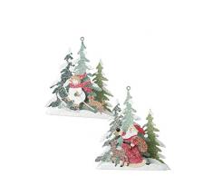 Sullivans Weihnachtsdekoration, Weihnachtsmann und Schneemann, Schnee, Metall, 12 Stück in 2 Designs, L x B x H 3,8 x 10,8 cm, Grün