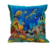 SEAWORLD Kissen Fall byhgod Designs Colorful Fische Baumwolle Leinen Quadratisch Kissenbezug Standard Kissenbezug für Männer Frauen Kinder Home Dekorative Sofa Sessel Schlafzimmer Wohnzimmer 45,7 x 45,7 cm