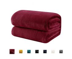 Hboemde Fleecedecke, leicht, weich, kuschelig, Bettdecke für Couch, Mikrofaser, Flanelldecke King burgunderfarben