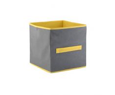 axentia Aufbewahrungsbox Sofia grau-gelb, Stoffbox mit Griff, Regalbox multifunktional, Schuhbox MaÃe: ca. 26 x 26 x 26 cm
