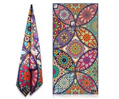 KOLLIEE Sandfreie Strandtücher tragbar Bunte kompakte Strandtücher saugfähig Pool Handtücher Sandfest Strandtücher für Erwachsene Mädchen Frauen Kinder 78,7 x 160 cm Mandala 2