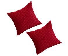 PICCOCASA Flauschiger Überwurf-Kissenbezug aus weichem Kunstfell, Plüsch, luxuriös dekorativ für Sofa, Couch Bett, Auto, burgunderfarben, 2 Packs/20 x 20