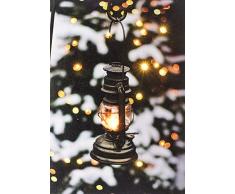 Oak Street Wholesale Tisch-Leinwand mit Laterne, 20 x 15 cm, beleuchtet, 6 Stunden Timer