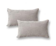 Jeanerlor Home Dekoration Super Soft Plüsch Cord mit vertikalen Streifen Euro Überwurf Kissen Sham Kissenbezug für Sofa/Bett/Couch/Auto, und so auf Modern 12＂x20＂,Set of 2 Hellgrau