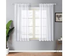 YOKISTG Vorhänge aus Leinen, für Schlafzimmer, Wohnzimmer, Fenster, 2 Paneele 54 x 45 weiß