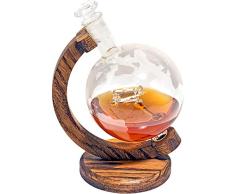 Geätzt Globe Flugzeug Whiskey Dekanter – 1000 ml bleifreies Glas Bourbon Dekanter mit Glas Flugzeug Innenseite für Scotch, rum, Wein oder Whisky 34oz (– Sopwith Camel)