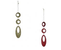 Comarco Sa 11391 Weihnachtsanhänger, Kunststoff, Glitter, Gold/Rot, 3.5 x 0.5 x 15 cm