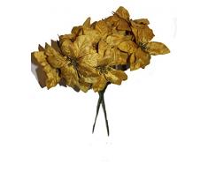 Christmas Elegance Weihnachtsstrauß, Samt, glitzernd, 33 cm, mit künstlichen Weihnachtsstern, 2 Stück Dusty Gold