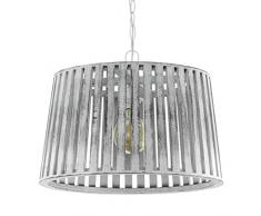 EGLO Pendelleuchte Kinross 1, Ø 47 cm, 1 flammige Hängelampe Vintage, Natur, Hygge, Hängeleuchte Holz, Esstischlampe, Wohnzimmerlampe hängend in Weiß-Antik, Stahl, E27 Fassung