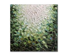 Alenoss Abstraktes Gemälde handgemalt 3D grünes Ölgemälde auf Leinwand gerahmt Wandkunst Holz innen Messer Gemälde Wanddekoration für Wohnzimmer Schlafzimmer Wanddekoration 30x30 inch grün