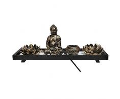 Royal Marken Zen Garten mit Buddha, Rechen, Teelicht Kerze und Räucherstäbchenhalter – Frieden und Ruhe (36,8 x 12,7 x 17,8 cm)