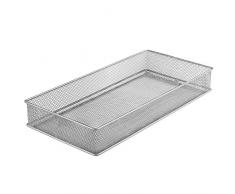YBM Home Aufbewahrungskorb für Schule, Büro, Schreibtisch, silberfarben, stahl, silber, 6x12x2 Inch