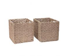 VILLACERA 30,5 cm quadratischer handgewebter Weidenkorb, Faltbare Körbe aus Wasserhyazinthe | 2er-Set