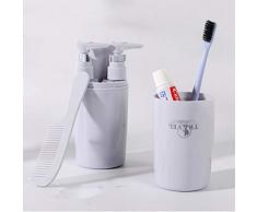 Wekity Tragbare Zahnbürstenhalter Tassen-Set Zahnpasta Schutzhüllen für Reisen, tragbare Toilettenartikel, Behälter, Kamm, Zahnbürste, Gargle Becher, Aufbewahrungsset, Badezimmer-Arbeitsplatten-Organizer blau