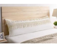 Boho Bohemian Makramee Quaste Elfenbein Akzent Dekorative Couch Lange Überwurf Reißverschluss Körper Kissenbezug Kissenbezug 54x20 Off White Cream Beige Baumwolle Fransen Strick Luxus Landhaus Textured Rustic Tufted Room Decor