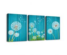 Leinwandbild für Wohnzimmer, Badezimmer, Wanddekoration für Schlafzimmer, Küche, Kunstdruck, grünes Pflanzen-Gemälde, 40,6 x 61 cm, 3-teilig, modern, gerahmt, für Büro und Zuhause Abstrakt 16x24inches*3pcs Flowers and Birds