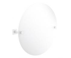 Allied Brass Montero Collection Contemporary Frameless Round Tilt Mirror with Beveled Edge Wandspiegel, matt weiß