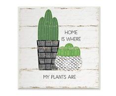 Stupell Industries Home Plants Kakteen Sukkulenten Holz texturiertes Design Leinwand Wandkunst mehrfarbig Wandtafel 12x12 Design von Jennifer Pugh
