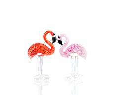 QF Handmade Glas Flamingos Art Glas Tier Figur, 2 Stück