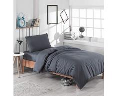 EnLora Home Bettwäsche-Set für Einzelbett 140 x 200 cm anthrazit