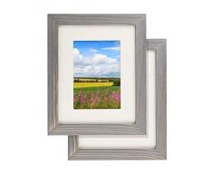 Wood Side Company Bilderrahmen aus Holz mit Matte 8x10 mat 5x7 grau